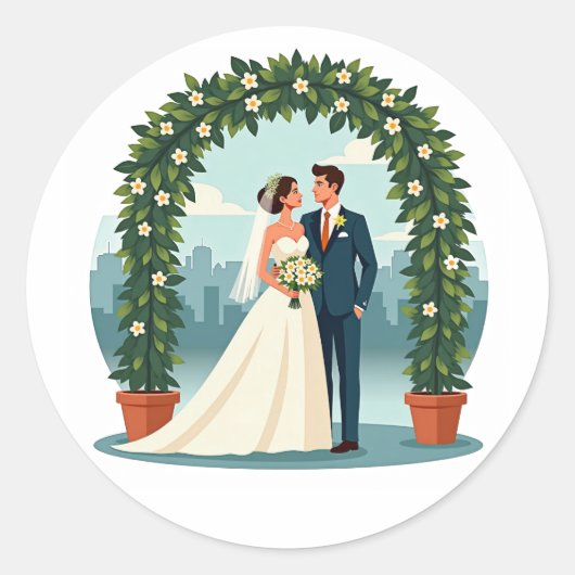 Vintage Wedding Couple Sticker (Vorderseite)