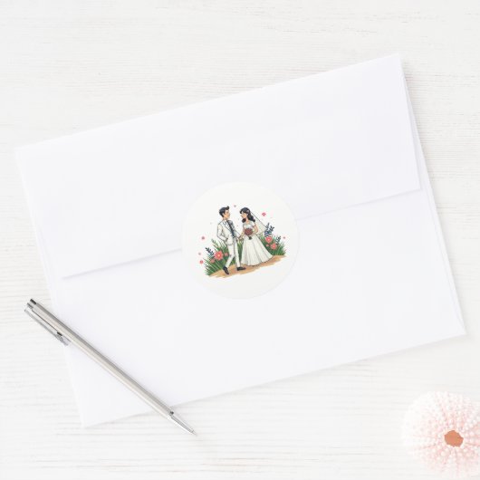 Vintage Wedding Couple Sticker (Umschlag)