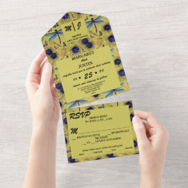 Vintage Wedding Dandelion und Dragonfly Themed All In One Einladung