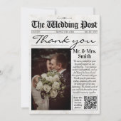 Vintage Wedding Dankeschön Card, Hochzeitzeitung Dankeskarte (Vorderseite)