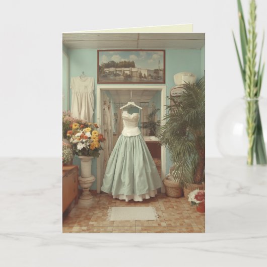 Vintage Wedding Dress Boutique Interior Scene Karte (Vorderseite)