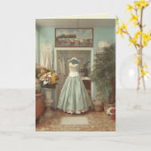 Vintage Wedding Dress Boutique Interior Scene Karte (Gelbe Blume)