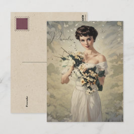 Vintage Wedding Dress Hübsch Girly Floral Foto Postkarte