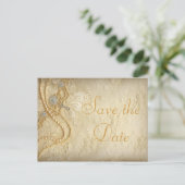 Vintage Wedding Dress Perls Save the Date Ankündigungspostkarte (Stehend Vorderseite)