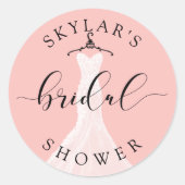 Vintage Wedding Dress Pink Brautparty Runder Aufkleber (Vorderseite)