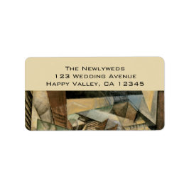 Vintage Wedding, Earth Tones Colors, Cubism Art Adressaufkleber