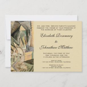 Vintage Wedding, Earth Tones Colors, Cubism Art Einladung