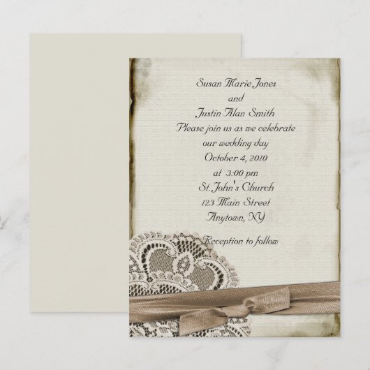 Vintage Wedding Einladung (Vorne/Hinten)