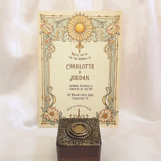 Vintage Wedding Einladung Florenz Jugendstil