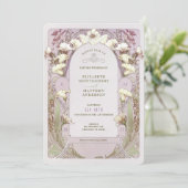 Vintage Wedding Einladung Jugendstil von Mucha (Stehend Vorderseite)
