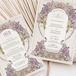 Vintage Wedding Einladung und Info Lavender