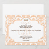 Vintage Wedding Einladungen Peach Damask (Vorne/Hinten)