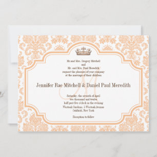 Vintage Wedding Einladungen Peach Damask