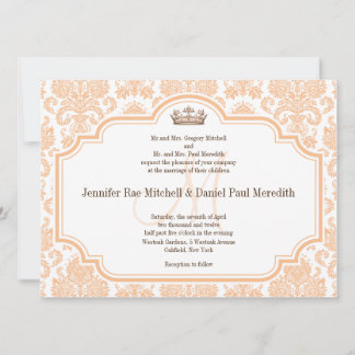 Vintage Wedding Einladungen Peach Damask