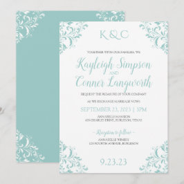 Vintage Wedding Einladungen | Türkisch Aquamarin