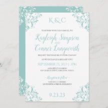 Vintage Wedding Einladungen | Türkisch Aquamarin