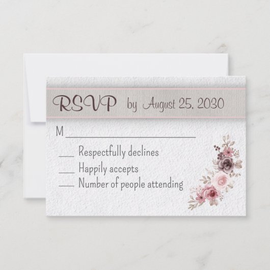 Vintage Wedding Floral RSVP Karte (Vorderseite)