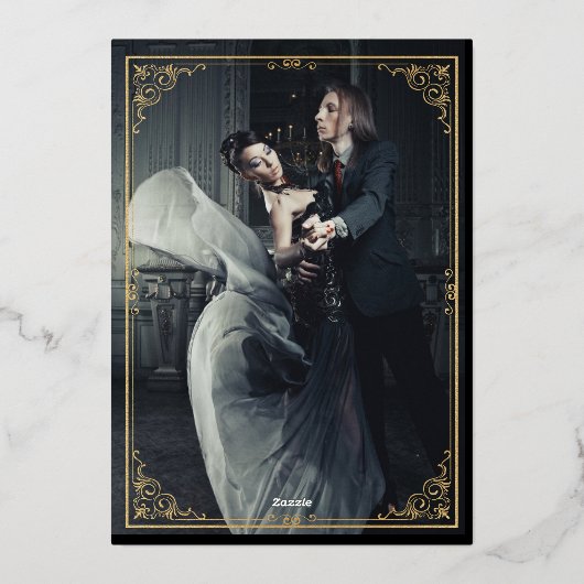 Vintage Wedding Foil Einladung Jugendstil (Rückseite)