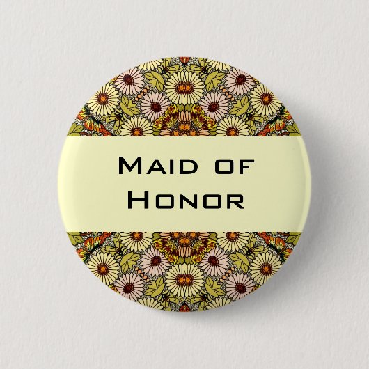 Vintage Wedding, Garden Blume Blumenschmetterlinge Button (Vorderseite)