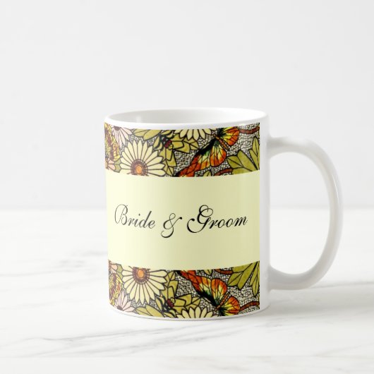 Vintage Wedding, Garden Blume Blumenschmetterlinge Kaffeetasse (Rechts)