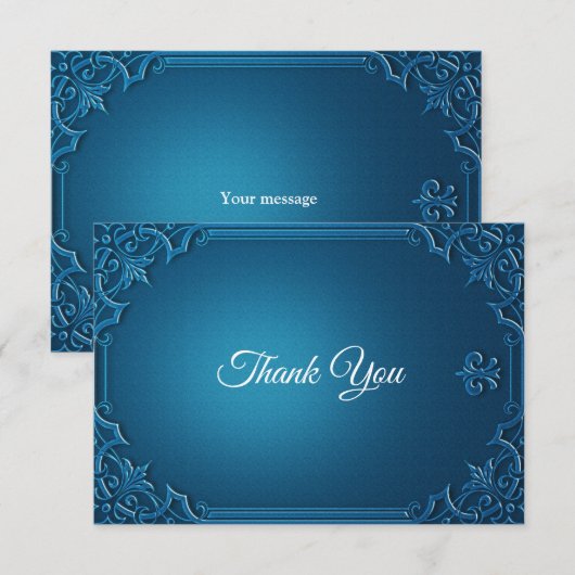 Vintage Wedding Geometric Teal Turquoise Elegant Dankeskarte (Vorne/Hinten)