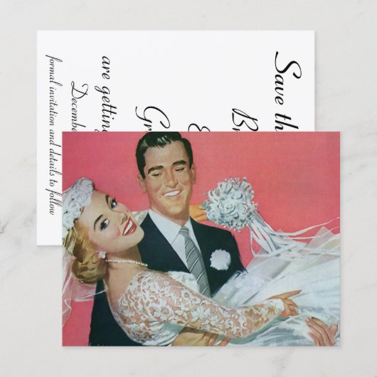 Vintage Wedding Happy Newlyweds, Save the Date! Date (Vorne/Hinten)