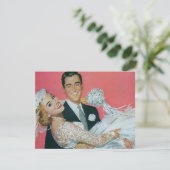 Vintage Wedding Happy Newlyweds, Save the Date! Date (Stehend Vorderseite)