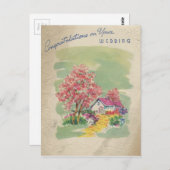 Vintage Wedding Herzlichen Glückwunsch Postkarte (Vorne/Hinten)