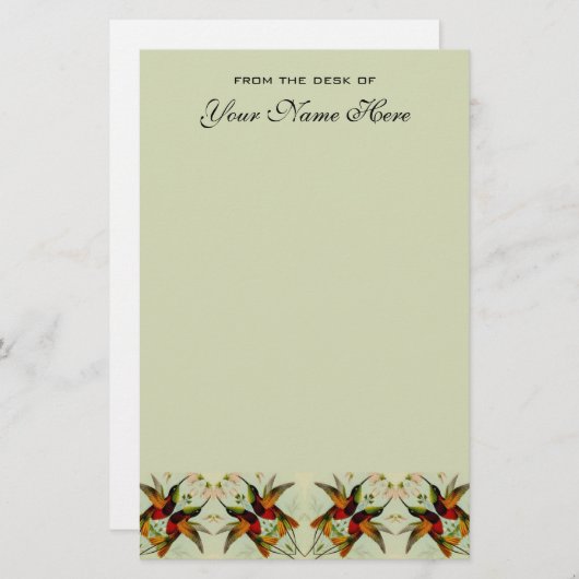 Vintage Wedding, Hummingbirds und Blume Briefpapier (Vorne/Hinten)