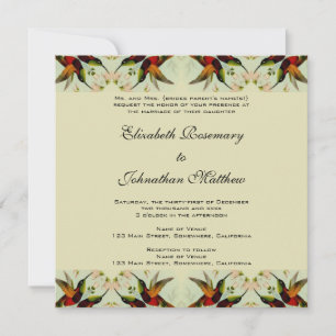 Vintage Wedding, Hummingbirds und Blume Einladung