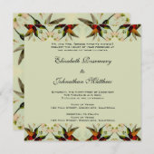 Vintage Wedding, Hummingbirds und Blume Einladung (Vorne/Hinten)