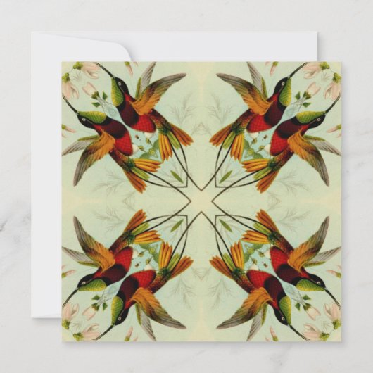 Vintage Wedding, Hummingbirds und Blume Einladung (Rückseite)