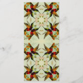 Vintage Wedding, Hummingbirds und Blume Menükarte (Rückseite)