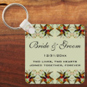 Vintage Wedding, Hummingbirds und Blume Schlüsselanhänger (Vorderseite)