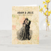 Vintage Wedding individuell anpassbares altmodisch Karte (Gelbe Blume)