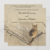 Vintage Wedding, Japanische Eule und Pflaumenbaum Einladung (Vorne/Hinten)