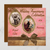 Vintage Wedding Jubiläum Einladung (Vorne/Hinten)