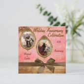 Vintage Wedding Jubiläum Einladung (Stehend Vorderseite)