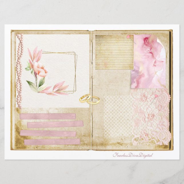 Vintage Wedding Junk Journal Scrapbook Seite 17 &  (Vorderseite)