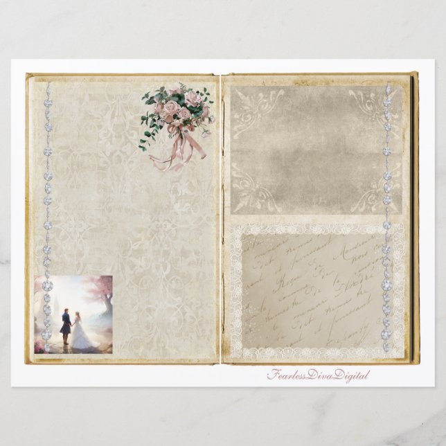 Vintage Wedding Junk Journal Scrapbook Seite 21 &  (Vorderseite)