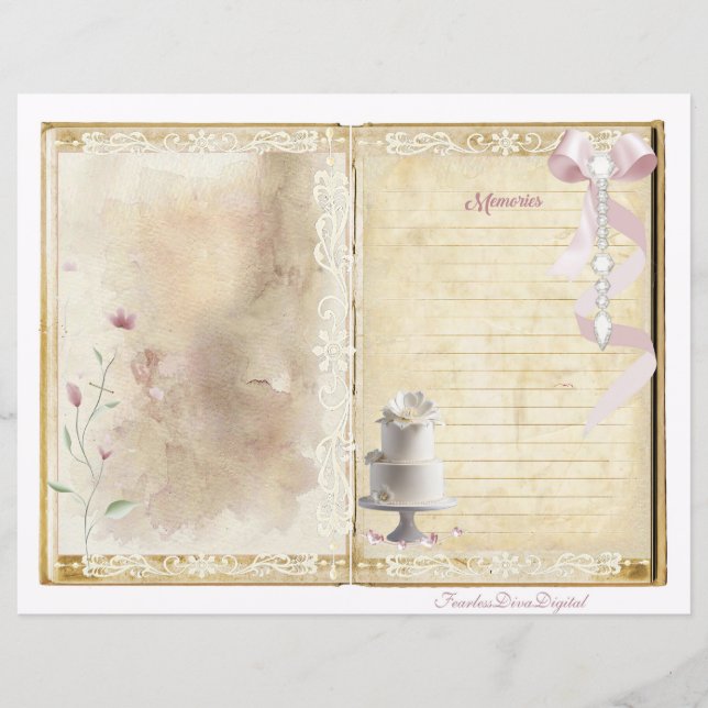 Vintage Wedding Junk Journal Scrapbook Seite 9 & 1 (Vorderseite)