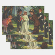 Vintage Wedding, Kinder vorgeben Braut und Bräutig