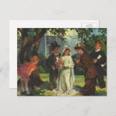 Vintage Wedding, Kinder vorgeben Braut und Bräutig Postkarte (Vorne/Hinten)