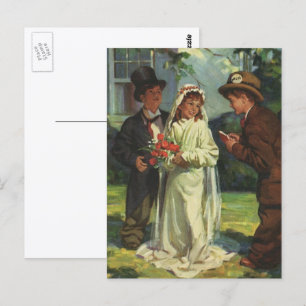 Vintage Wedding, Kinder vorgeben Braut und Bräutig Postkarte