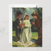 Vintage Wedding, Kinder vorgeben Braut und Bräutig Postkarte (Vorne/Hinten)