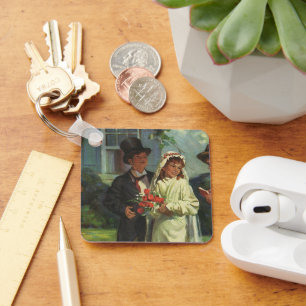 Vintage Wedding, Kinder vorgeben Braut und Bräutig Schlüsselanhänger