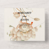 Vintage Wedding Lotus Blume All In One Einladung (Rückseite)