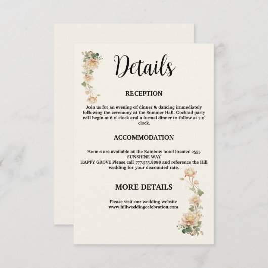 Vintage Wedding Lotus Blume Begleitkarte (Vorne/Hinten)