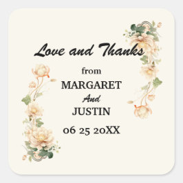 Vintage Wedding Lotus Blume Quadratischer Aufkleber