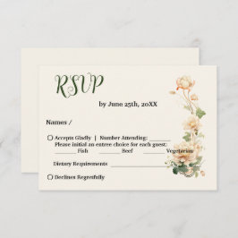 Vintage Wedding Lotus Blume RSVP Karte
